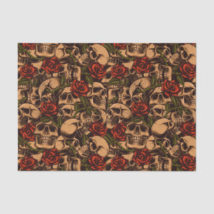 Goth Skull and Roses Graffiti pattern  Tissue Paper