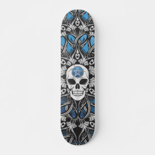 Goth Skull - Blue Skateboard