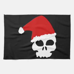 goth skull christmas kitchen towel
