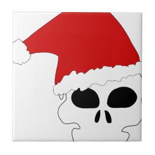 goth skull christmas tile