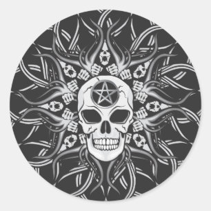 Goth Skull Classic Round Sticker