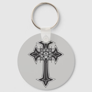 Goth Skull Cross Keychain