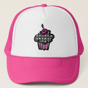 goth skull crossbones cupcake trucker hat