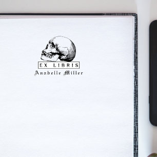 Goth Skull Medieval Script Custom Library Books Rubber Stamp