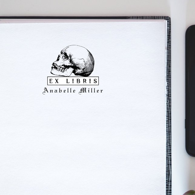 Goth Skull Medieval Script Custom Library Books Rubber Stamp (Goth Skull Medieval Script Custom Library Books Rubber Stamp)