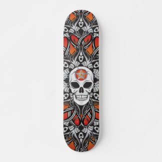 Goth Skull - Orange skate Skateboard