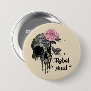 Goth Skull Rebel Soul 3 Inch Round Button