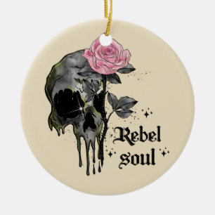 Goth Skull   Rebel Soul Ceramic Ornament