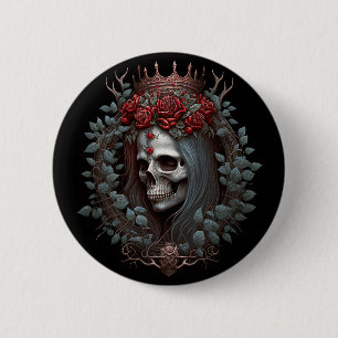 Goth Skull Roses Crown Gothic 2 Inch Round Button