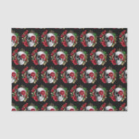Goth Skull with Red Flowers Patterned