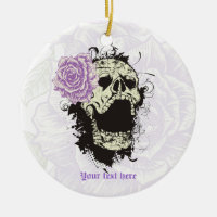 Goth skull with vintage purple rose  keepsake