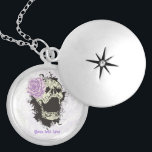 Goth skull with vintage purple rose necklace<br><div class="desc">Goth skull with vintage tangerine purple rose custom necklace.</div>