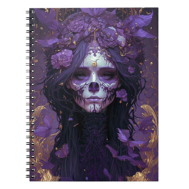 Goth Skull Woman Dark Fantasy Art Notebook (Front)