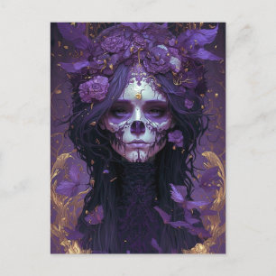 Goth Skull Woman Dark Fantasy Art Postcard