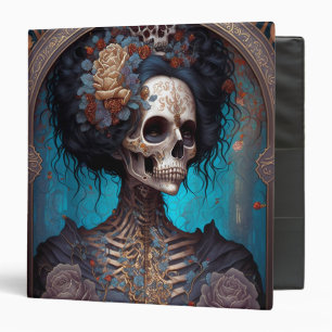 Goth Skull Woman Gothic 3 Ring Binder