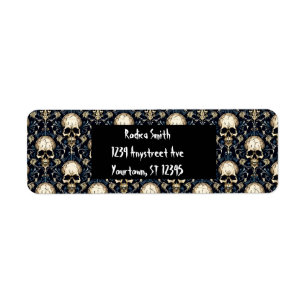 Goth Skulls Blue Floral