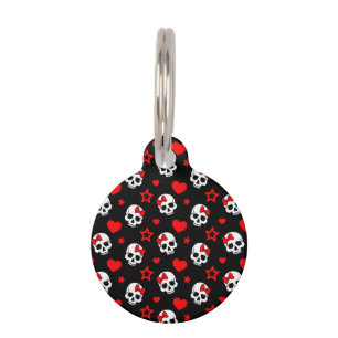 Goth Skulls & Hearts Pet Tag
