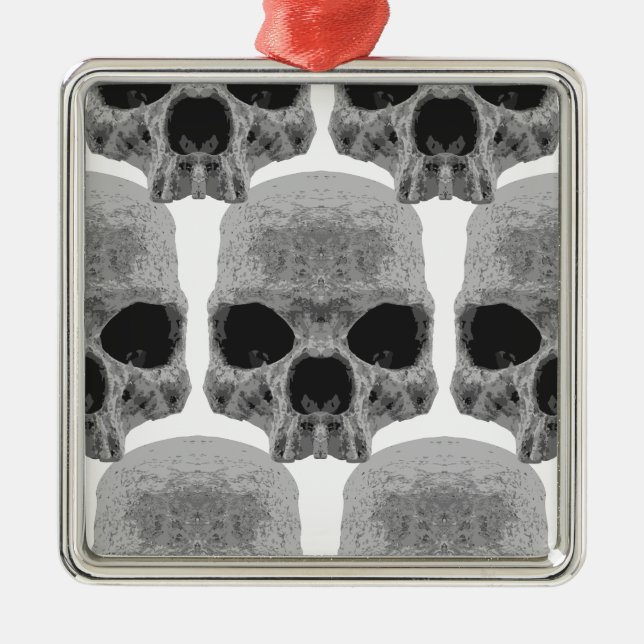 goth skulls metal ornament (Front)