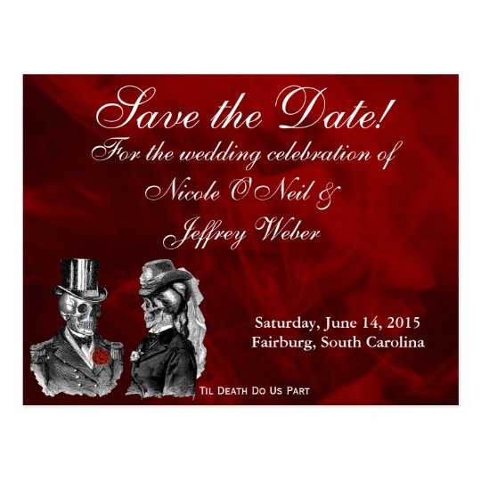 Goth Skulls Save the Date Wedding Card