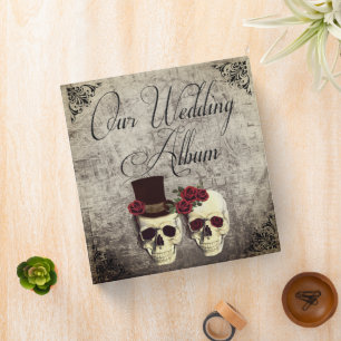 Goth Skulls with Roses Wedding Photo Album Binder