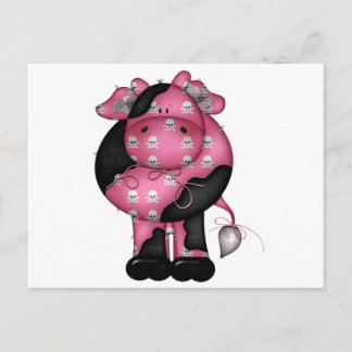 Goth Skully Cow Postcard