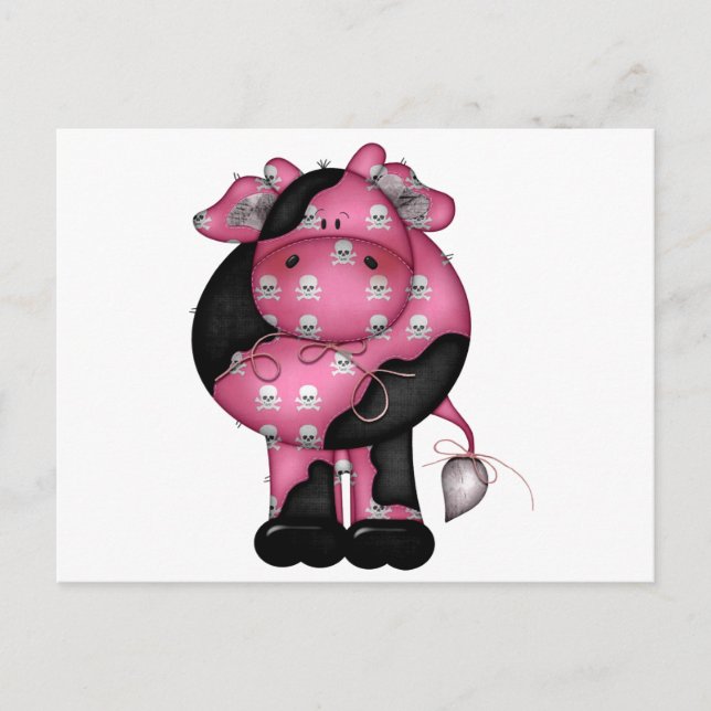 Goth Skully Cow Postcard (Front)