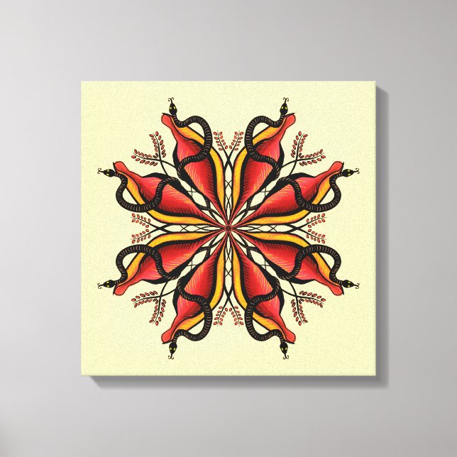 Goth Snakes Flower Tattoo Style Canvas Print (Front)