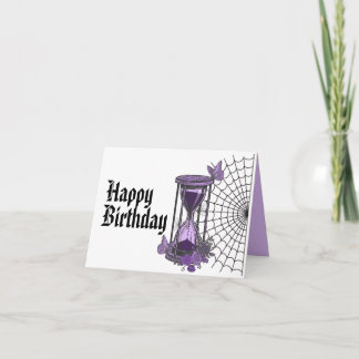 Goth Spiderweb and Hourglass Birthday Card