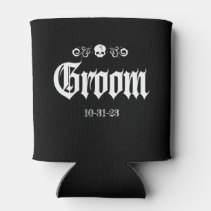 Goth spooky Halloween skull groom T-Shirt Can Cooler