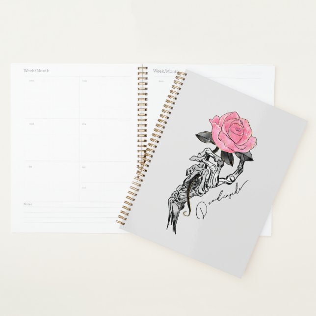 Goth Squelette Main Avec Rose Rose Rose | Décès à  (Devant avec enveloppe)
