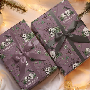 Goth St. Patricks Day Floral Skulls Irish Wedding Wrapping Paper
