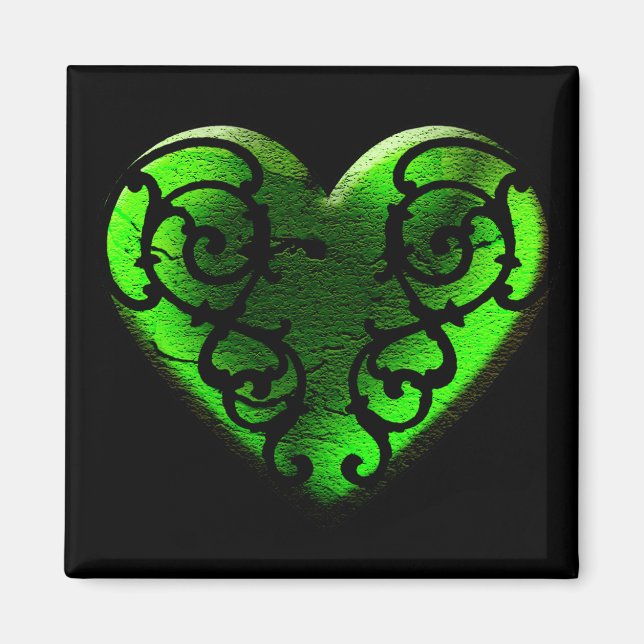 Goth St. Patrick's Day Green Heart Magnet (Front)