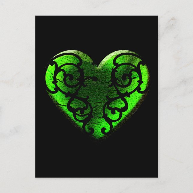 Goth St. Patrick's Day Green Heart Postcard (Front)