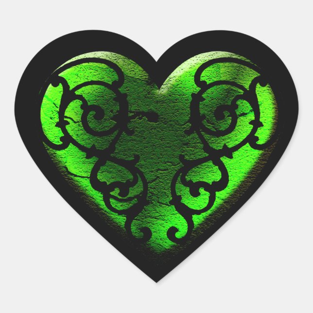 Goth St. Patrick's Day Sticker Coeur Vert (Devant)