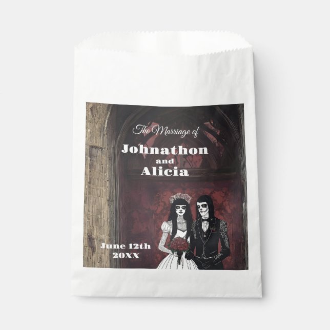 Goth style wedding table decorations Dark Moody Favour Bag (Front)