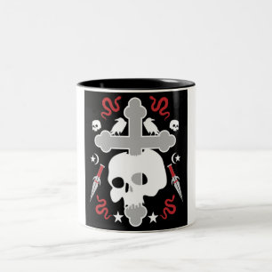 Goth Subculture Skull And Cross  Two-Tone Coffee Mug