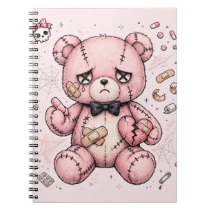 Goth Teddy Bear Pill Pattern Yami Kawaii Notebook