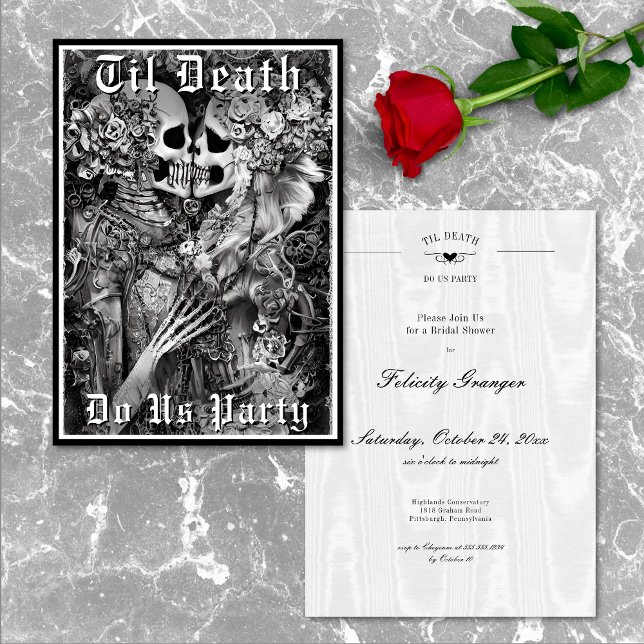 Goth Til Death Do Us Party Skeleton Bridal Shower Invitation (Goth Til Death Do Us Party Skeleton Bridal Shower Invitation)
