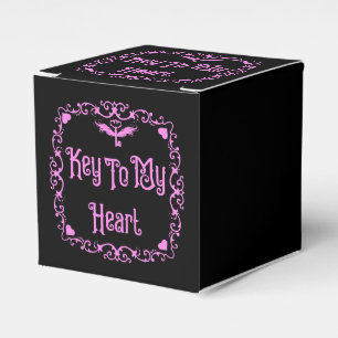Goth Valentine Key To My Heart PInk Favor Box