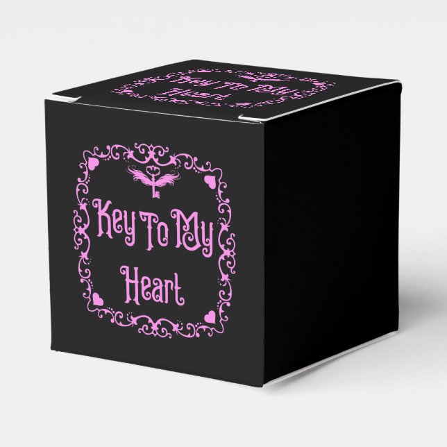 Goth Valentine Key To My Heart Pink Favor Box (Front Side)