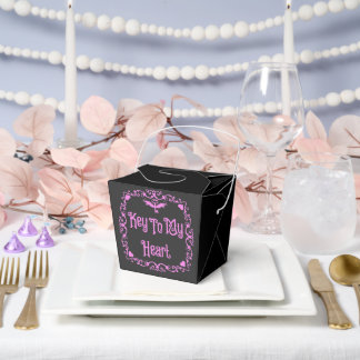 Goth Valentine Key To My Heart Pink Favor Box