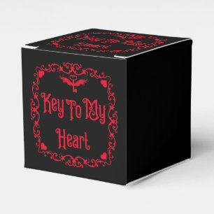 Goth Valentine Key To My Heart Red Favor Box