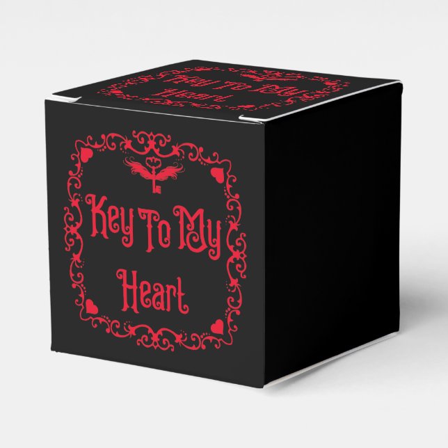 Goth Valentine Key To My Heart Red Favor Box (Front Side)