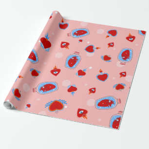 goth valentines pink sacred human hearts  wrapping paper