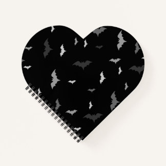 Goth Vampire Bats Heart Shape Spiral Notebook