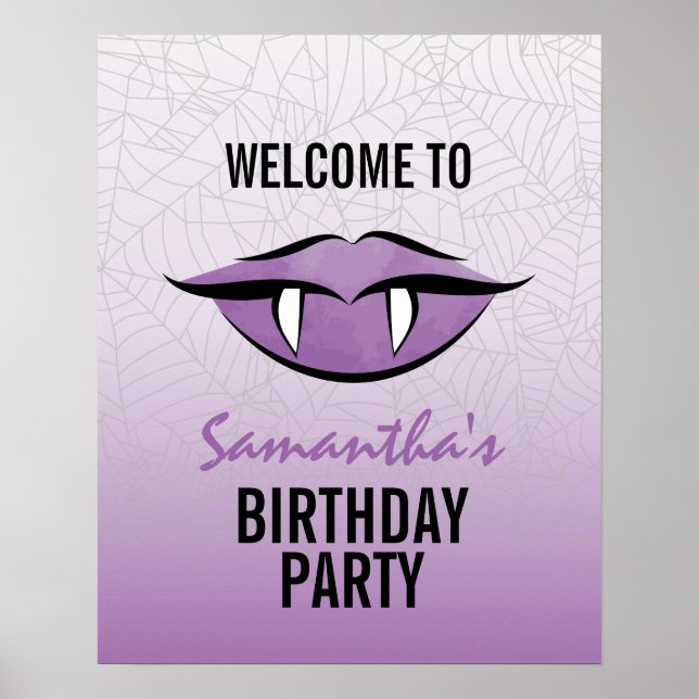 Goth Vampire Lips Halloween Birthday Poster Sign (Front)