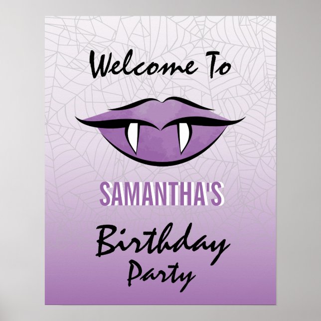 Goth Vampire Lips Halloween Birthday Poster Sign (Front)