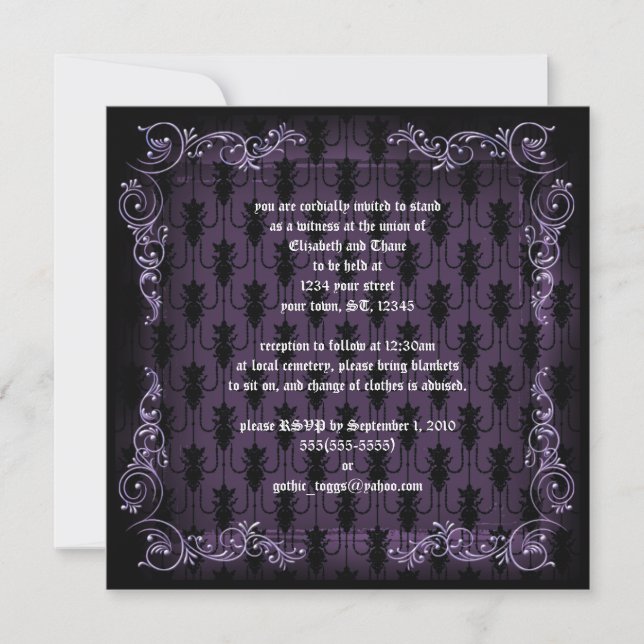 Goth victorien violet Imprimer Invitation (Devant)