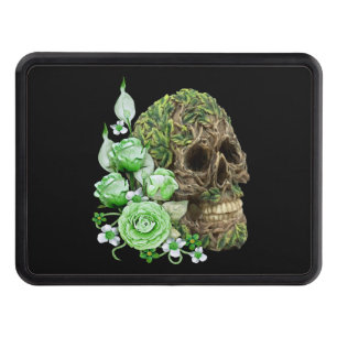 Goth Vine Covered Tree Skull With Green Flowers Trailer Hitch Cover