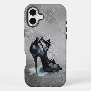 Goth Vogue Grunge   Teal Splash Stiletto High Heel iPhone 16 Plus Case